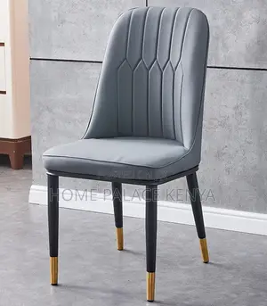 Dining Chair: Two Toned Leather All Padded Chair With Metallic Legs