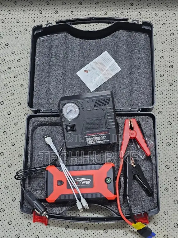 Portable Car Battery Jump Starter Tire Inflator Pump Kit