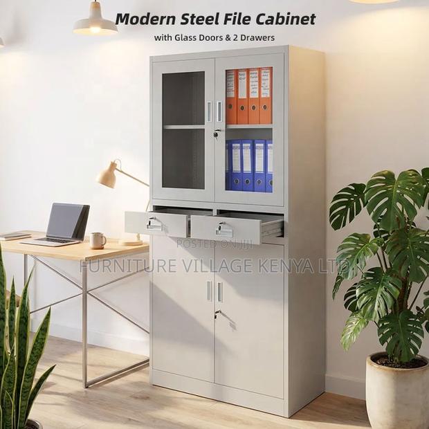 Modern 2-Door File Cabinet With Drawer's - thumbnail 5