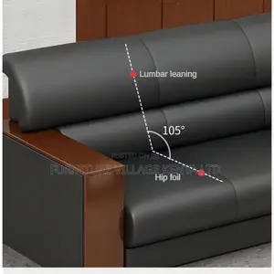 5-Seater Leather Black Office Sofa.