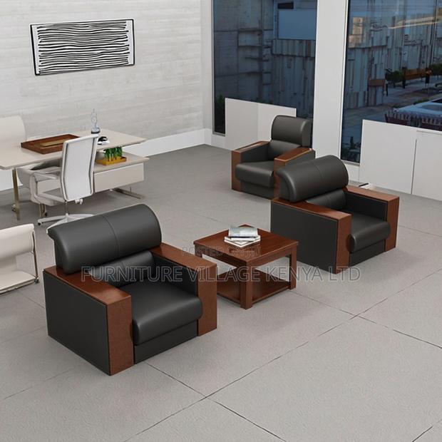 5-Seater Leather Black Office Sofa. - thumbnail 5