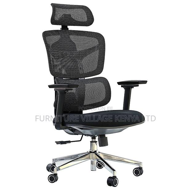 Black Orthopedic Swivel Office Chair. - thumbnail 4