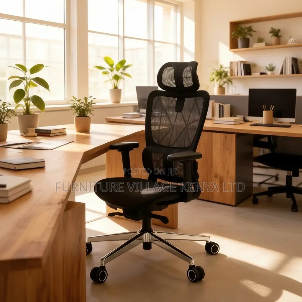 Black Orthopedic Swivel Office Chair.