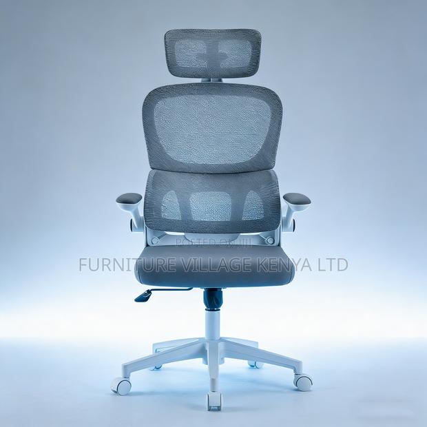 White Swivel Ergonomic Home Chair. - thumbnail 8