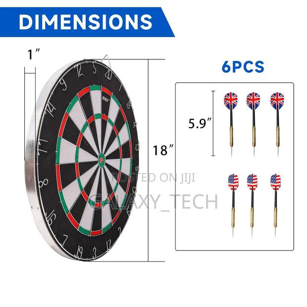 18 Inches Double Sided Flocked Iron Numbers Dart Board - thumbnail 3