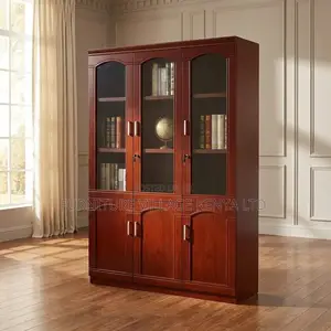 3-Door Red Mahogany Executive Cabinet.