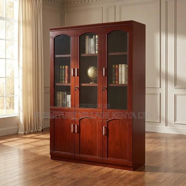 3-Door Red Mahogany Executive Cabinet. - thumbnail 2