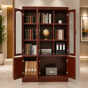 3-Door Red Mahogany Executive Cabinet.