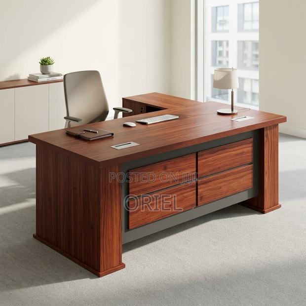 Office Desk : 180cm Walnut Executive Office Desk - thumbnail 3