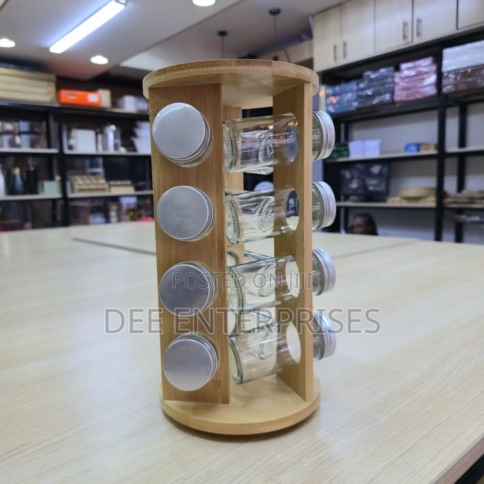 12-Piece Spice Jar Set With Rotating Bamboo Rack