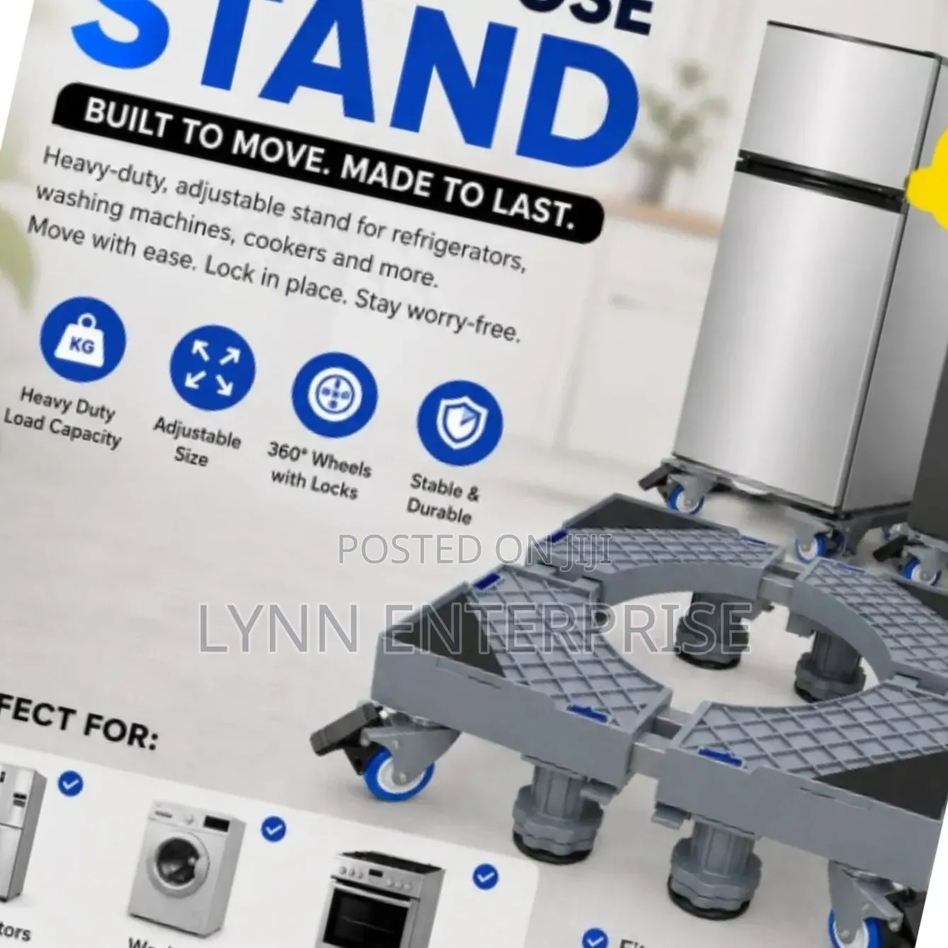 Multipurpose Fridge,Washing Machine And Cooker Stand With 360°Wheels