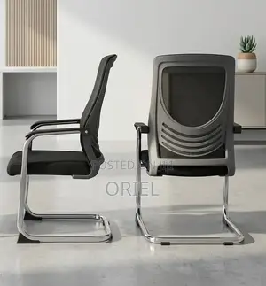 Office Chair : Breathable Black Mesh Office Visitor Waiting Chair