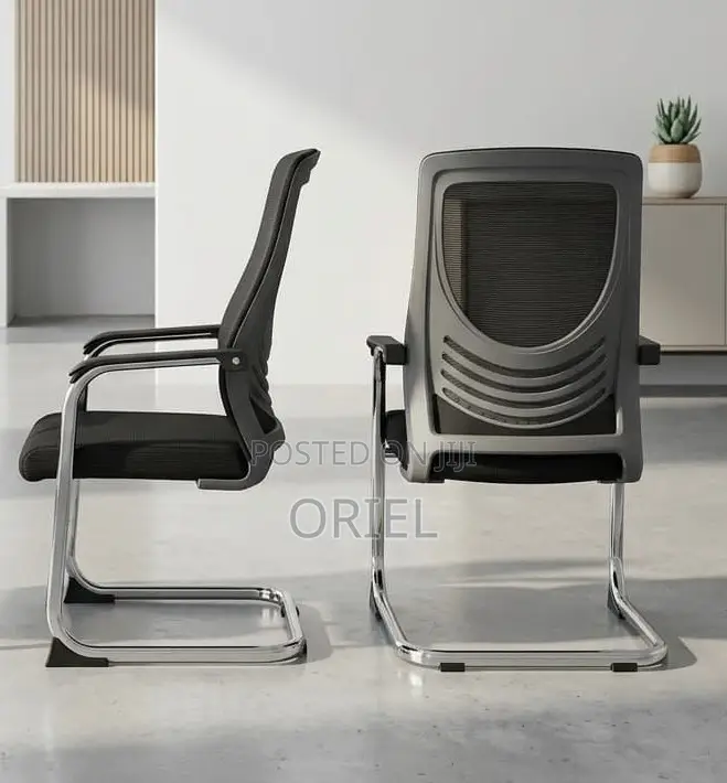 Office Chair : Breathable Black Mesh Office Visitor Waiting Chair