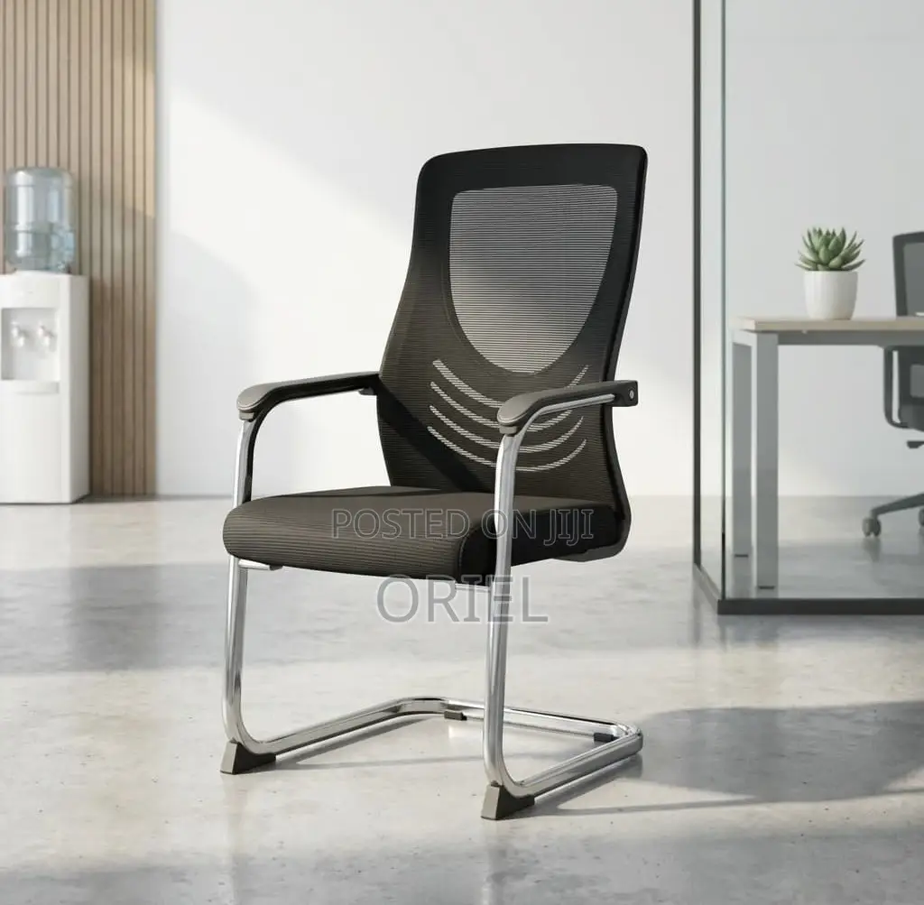 Office Chair : Breathable Black Mesh Office Visitor Waiting Chair