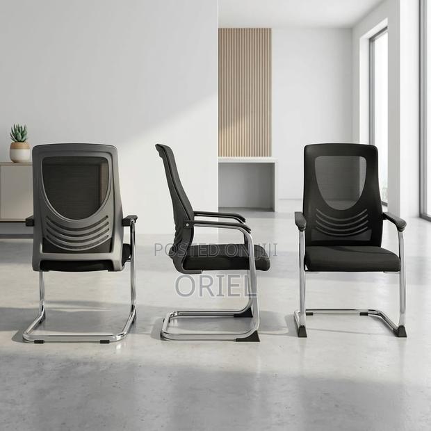 Office Chair : Breathable Black Mesh Office Visitor Waiting Chair - thumbnail 5