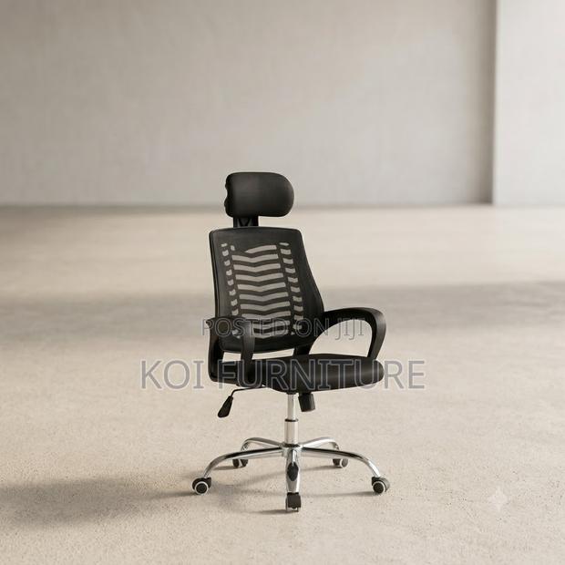 Office Chairs; Headrest Ergonomic Office Chairs With Fixed Arms - thumbnail 2