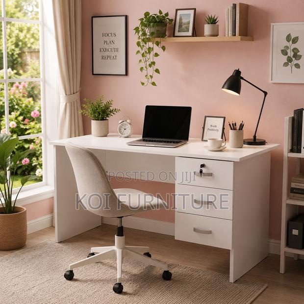 Office Desk; 1.2 Meters White Home Office Clerical Table - thumbnail 3