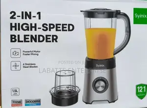 Syinix 2-in-1 Blender With Safety Lock Switch