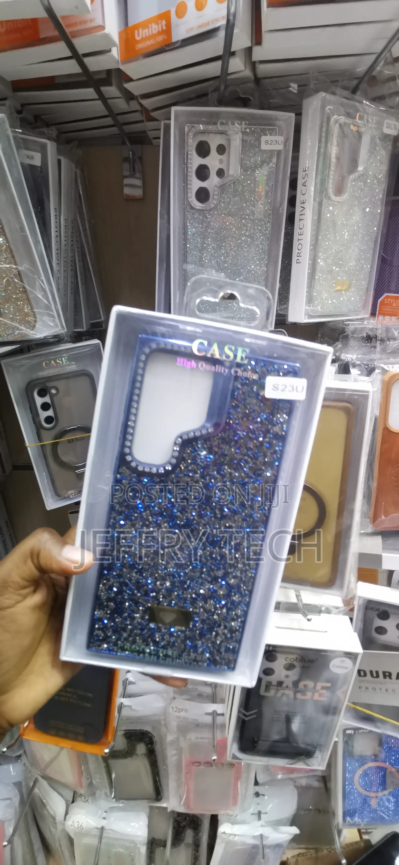 Samsung Galaxy S23 Ultra Blue and Silver Glitter Finish Case