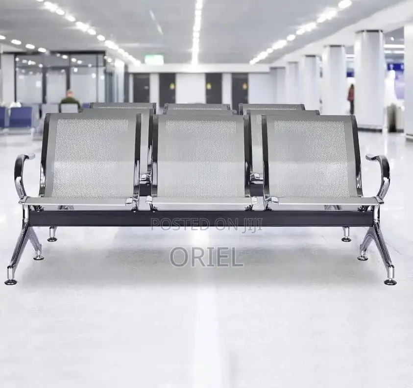 Office Bench : Heavy Duty 3-Link Steel Waiting Bench