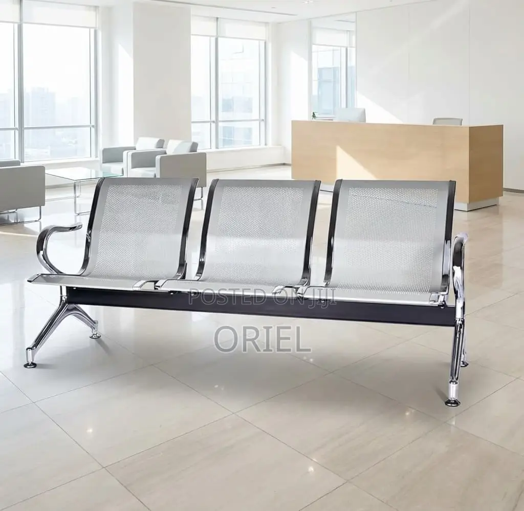 Office Bench : Heavy Duty 3-Link Steel Waiting Bench