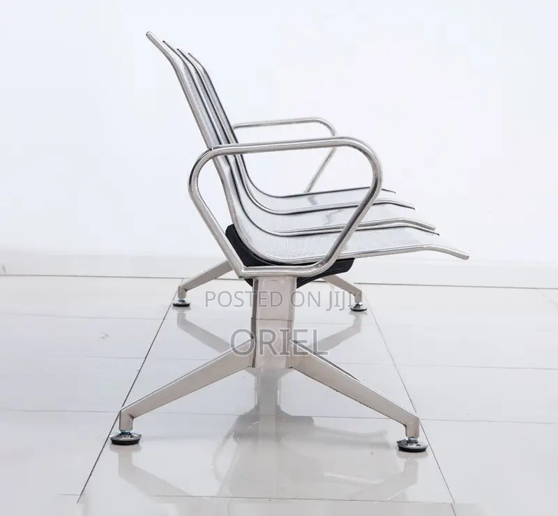 Office Bench : Heavy Duty 3-Link Steel Waiting Bench