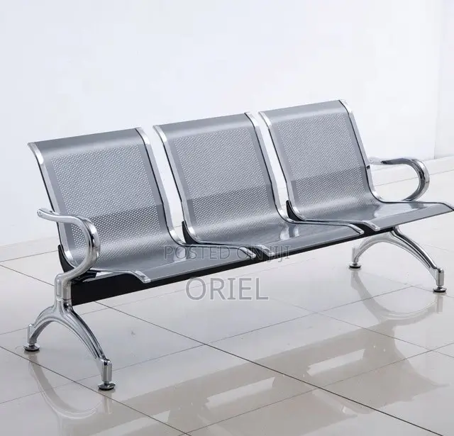 Office Bench : Heavy Duty 3-Link Steel Waiting Bench