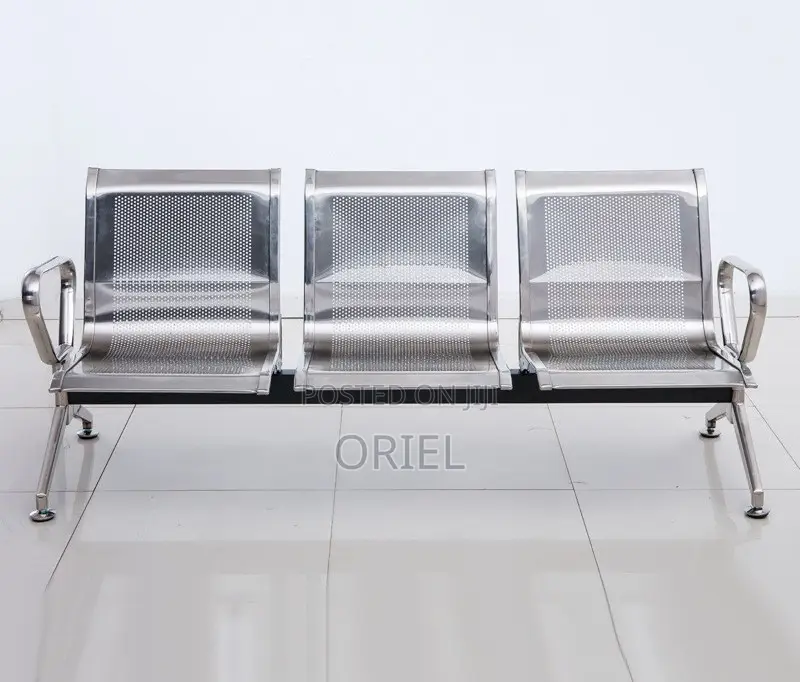 Office Bench : Heavy Duty 3-Link Steel Waiting Bench