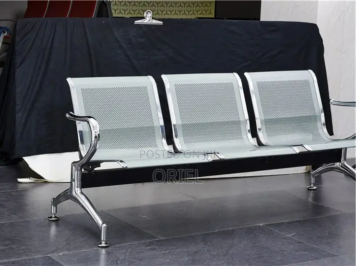 Office Bench : Heavy Duty 3-Link Steel Waiting Bench