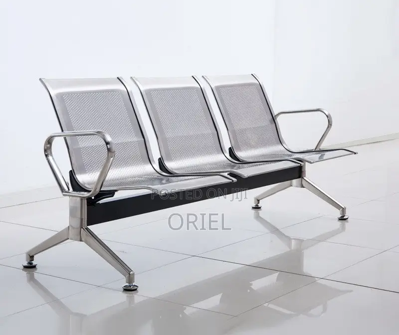 Office Bench : Heavy Duty 3-Link Steel Waiting Bench