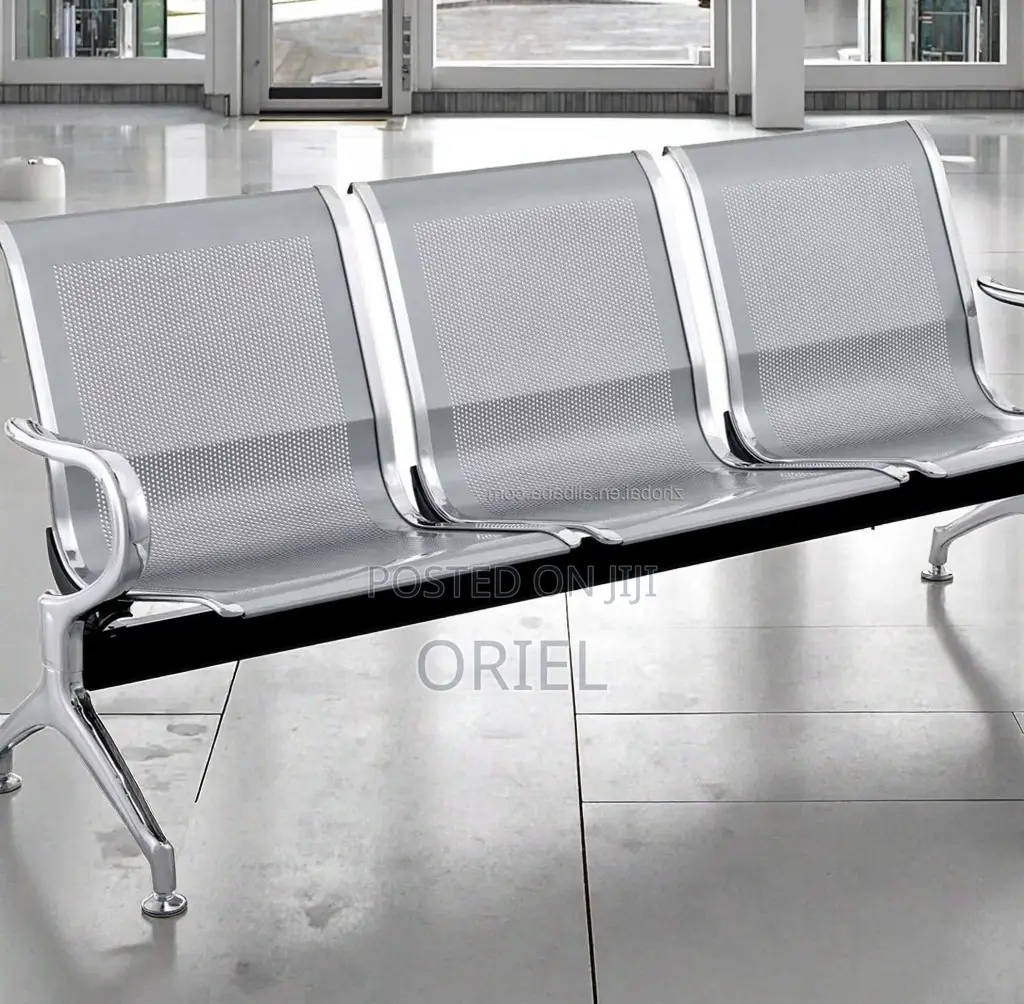 Office Bench : Heavy Duty 3-Link Steel Waiting Bench