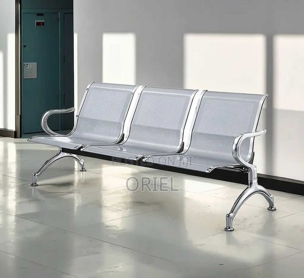 Office Bench : Heavy Duty 3-Link Steel Waiting Bench