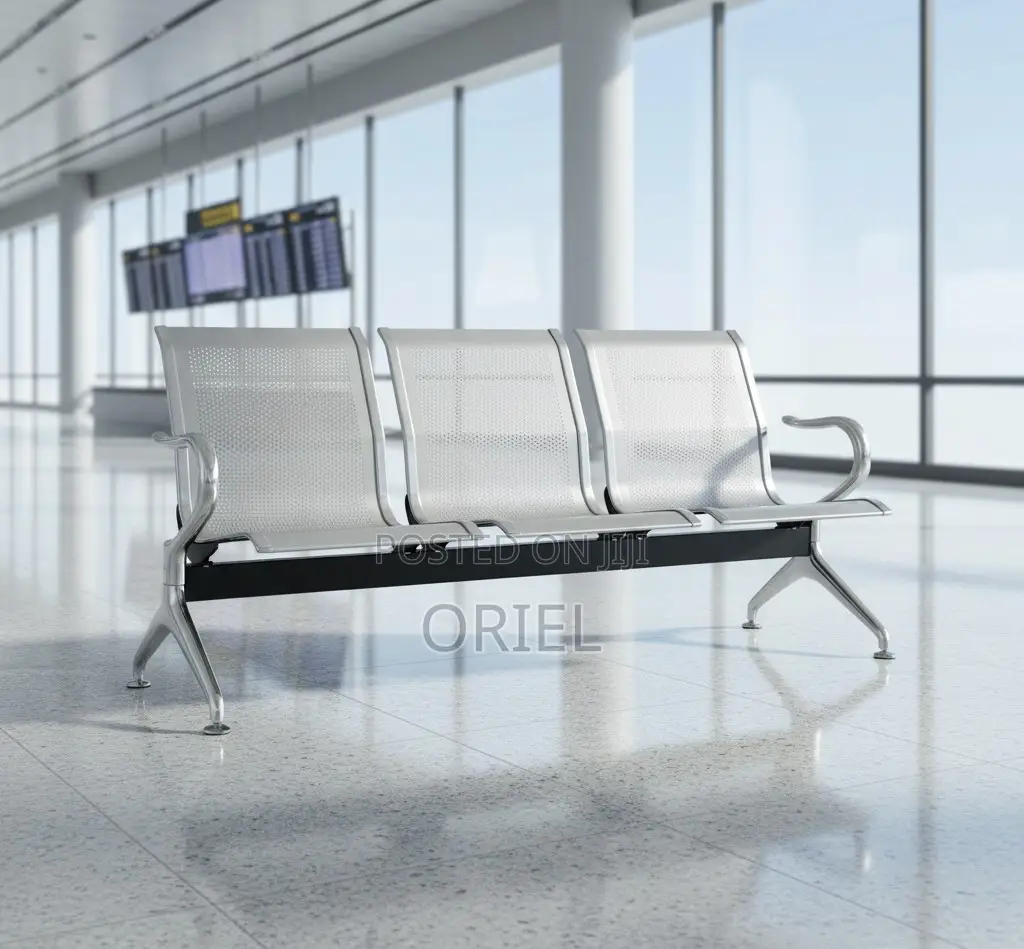 Office Bench : Heavy Duty 3-Link Steel Waiting Bench