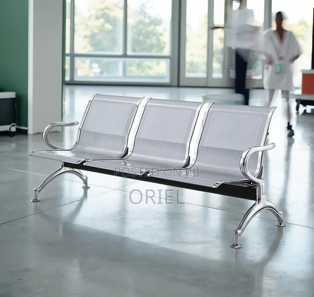 Office Bench : Heavy Duty 3-Link Steel Waiting Bench
