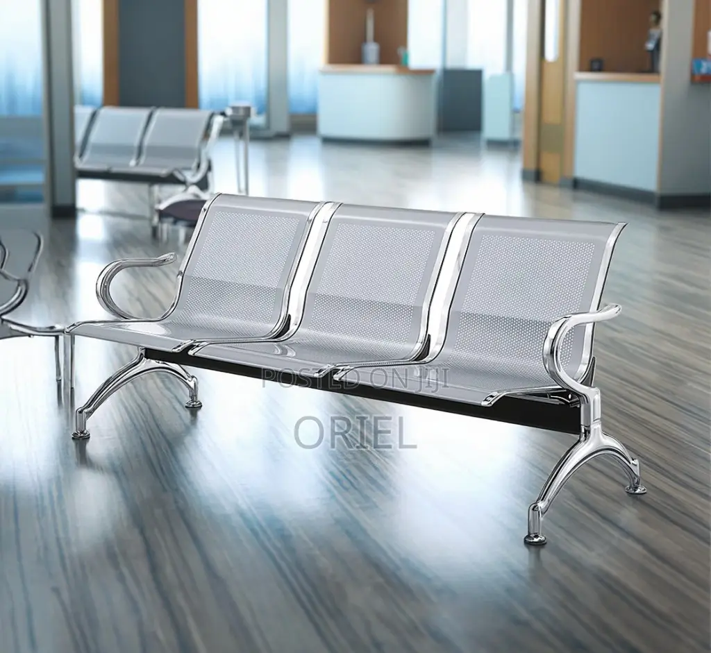 Office Bench : Heavy Duty 3-Link Steel Waiting Bench