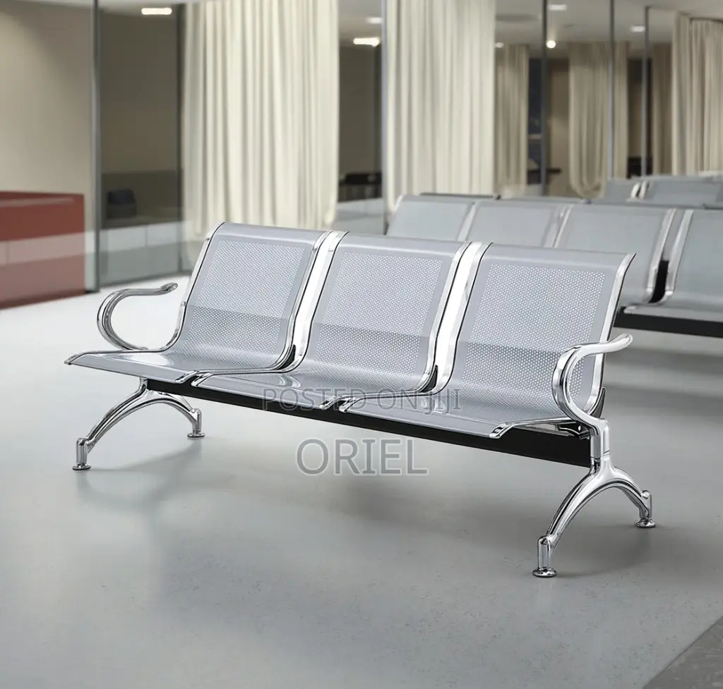 Office Bench : Heavy Duty 3-Link Steel Waiting Bench