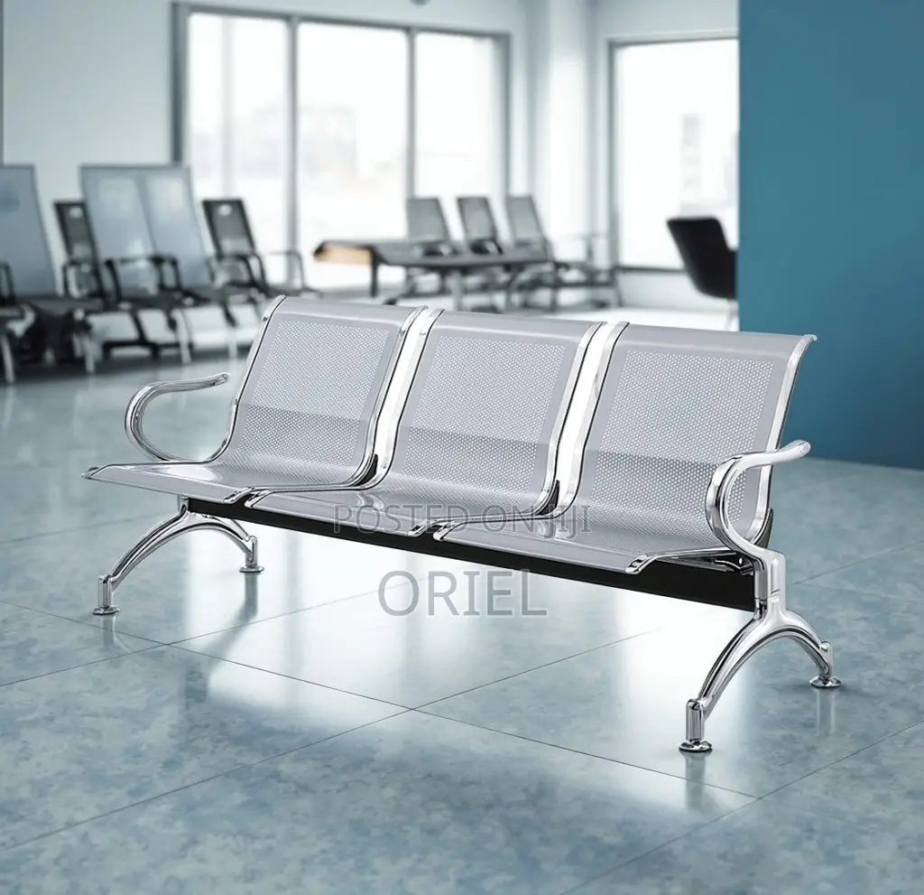 Office Bench : Heavy Duty 3-Link Steel Waiting Bench