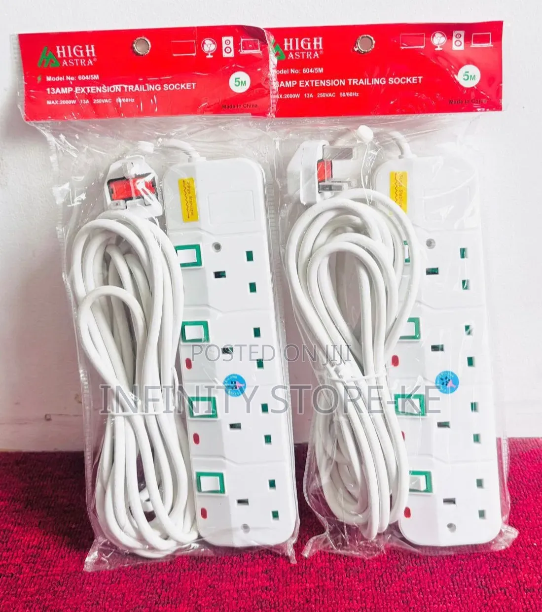 Power Extension 4way, 5 Meters With Surge Protection
