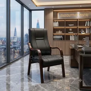 Office Chairs; Leather Office Receptionist Chair With Armrest