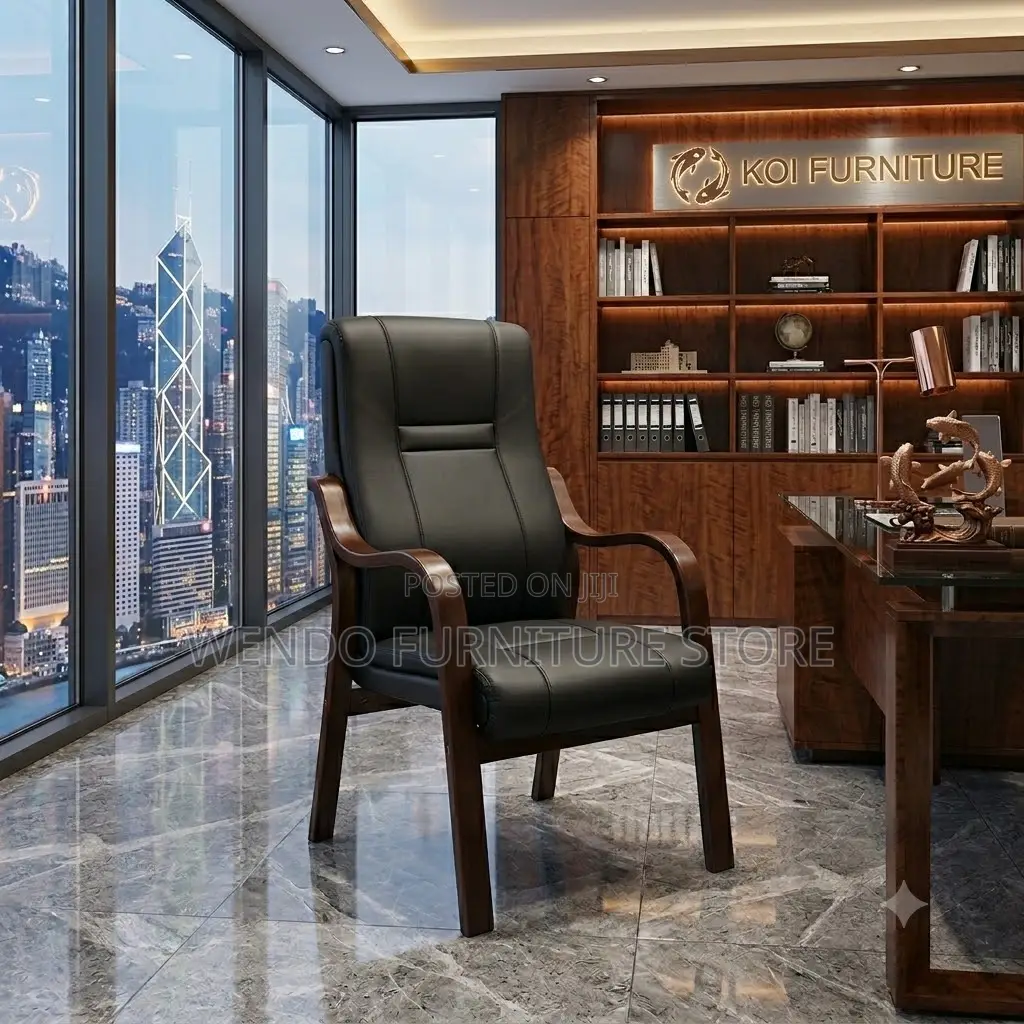 Office Chairs; Leather Office Receptionist Chair With Armrest