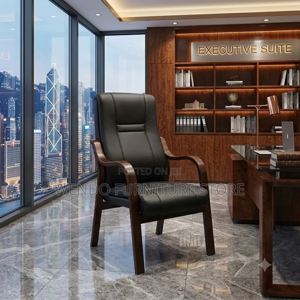 Office Chairs; Leather Office Receptionist Chair With Armrest