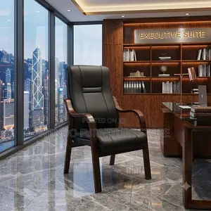 Office Chairs; Leather Office Receptionist Chair With Armrest