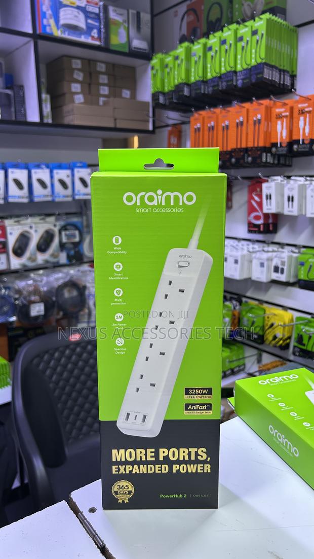 Oraimo Powerhub 2 Extension Socket 4 Ac + 3 Usb Ports 3250w - thumbnail 2