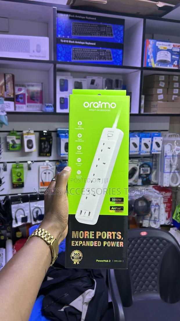Oraimo Powerhub 2 Extension Socket 4 Ac + 3 Usb Ports 3250w - thumbnail 3