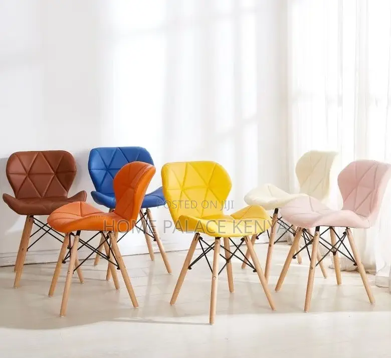 Home Chair; Leather Upholstered Dining Chair With Kd Wooden Legs
