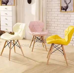 Home Chair; Leather Upholstered Dining Chair With Kd Wooden Legs