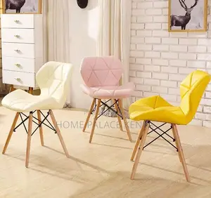 Home Chair; Leather Upholstered Dining Chair With Kd Wooden Legs