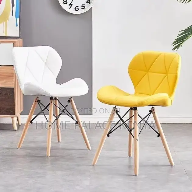 Home Chair; Leather Upholstered Dining Chair With Kd Wooden Legs