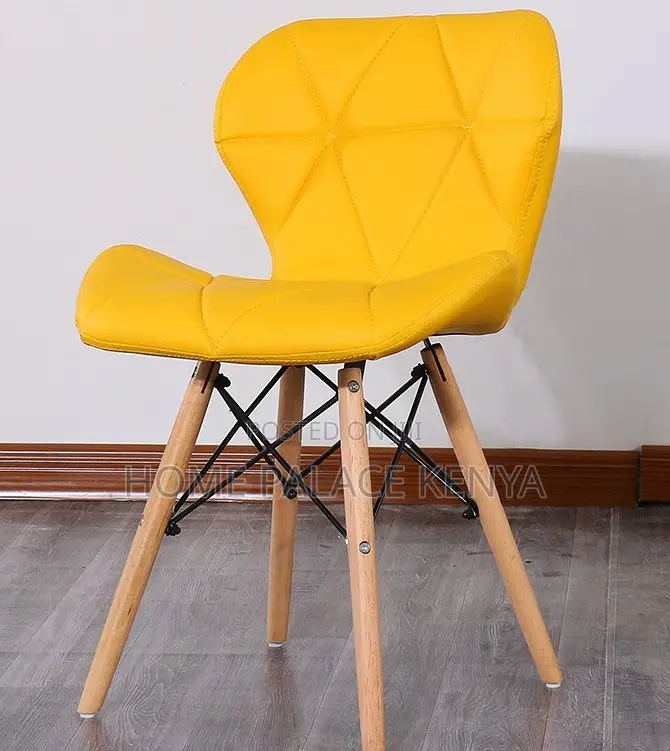 Home Chair; Leather Upholstered Dining Chair With Kd Wooden Legs