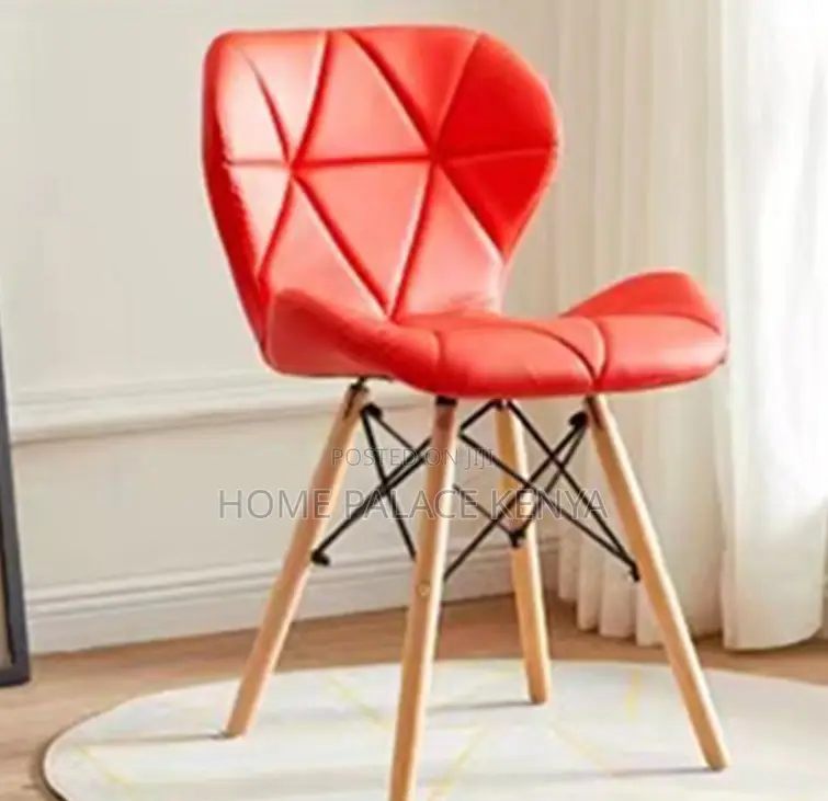Home Chair; Leather Upholstered Dining Chair With Kd Wooden Legs